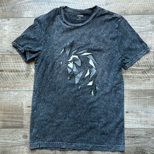 4/$20 Express T-shirt, marbled gray, abstract lion design with added texture, XS